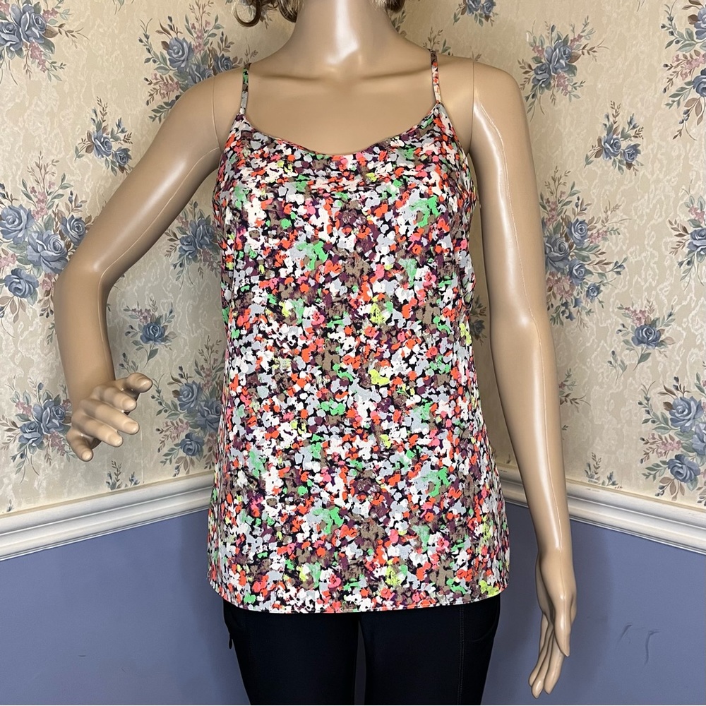 J Crew multicolored floral paint brush print tank top, racerback size 00